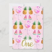 Flamant rose tropical Invitation d'anniversaire (Dos)