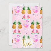 Flamant rose tropical Invitation de 2e anniversair (Dos)