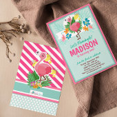 Flamant rose tropical Invitation de fête d'anniver