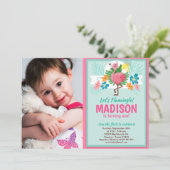 Flamant rose tropical Invitation photo (Debout devant)