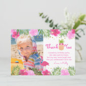 Flamant rose Tropical Luau Anniversaire Merci fill (Debout devant)