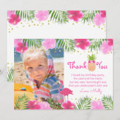 Flamant rose Tropical Luau Anniversaire Merci fill (Devant / Derrière)