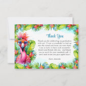 Flamant rose tropical Luau Merci de graduation (Dos)