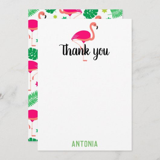 Flamant Rose Tropical Magnifique Merci (Devant / Derrière)