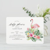 Flamant rose tropical moderne Invitation Baby show (Debout devant)