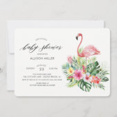 Flamant rose tropical moderne Invitation Baby show (Devant)