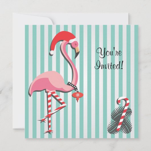 Flamant rose tropical Noël Invitation (Dos)