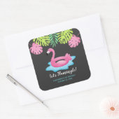 Flamant rose Tropical Pool Party Favoriser Sticker (Enveloppe)