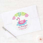 Flamant rose Tropical Pool Party Favoriser Sticker (Enveloppe)