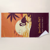 Flamant rose tropical serviette de plage de texte (Devant)