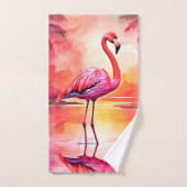 Flamant rose tropicale dynamique (Serviette à main)