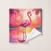 Flamant rose tropicale dynamique (Gant de toilette)
