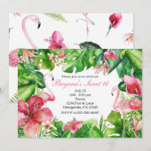 Flamant rose Tropiques Été Anniversaire Invitation (Devant / Derrière)