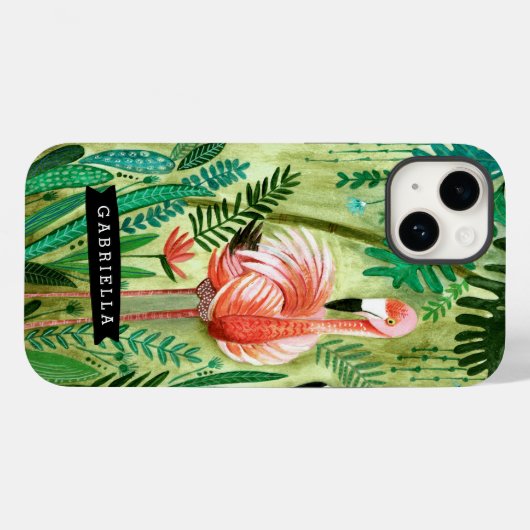 Flamant rose Tropiques Jungle Tropical | Coque Iph (Verso (horizontal))