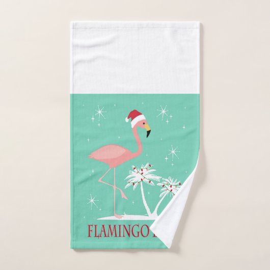 FLAMANT ROSE VINTAGE MODERNE DE NOËL (Serviette à main)