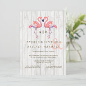 Flamant rose Watercolor Wedding Invitations (Debout devant)