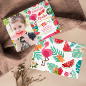 Flamant rose Watermelon Invitation photo Anniversa
