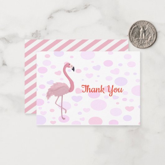 Flamant rose Zigzag Merci Cartes (Devant/Arrière en situation)