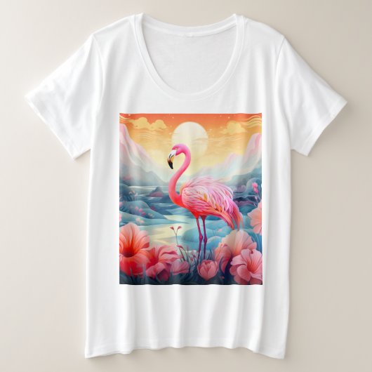 Flamant Tropical avec Fleurs (Design devant)