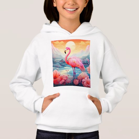 Flamant Tropical avec Fleurs (Devant)