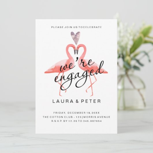 Flamants de baiser du faire-part | de fiançailles (Debout devant)
