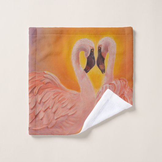 Flamants roses Amour (Gant de toilette)