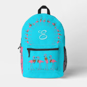 Flamants roses Aqua Monogram Girls Sac à dos (Recto)