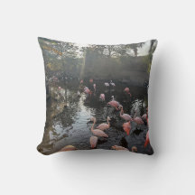 Flamants roses au lever du soleil Coussin décorati