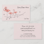 Flamants roses carte de visite trio rose (Devant / Derrière)