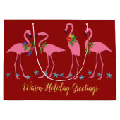 Flamants roses Chaud Noël Grand Papier Sac cadeau (Devant)