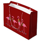 Flamants roses Chaud Noël Grand Papier Sac cadeau (Dos Angle)