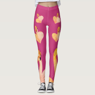 Flamants roses Coeur rose, Leggings personnalisés,