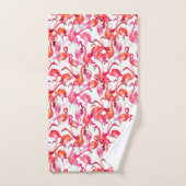 Flamants roses d'aquarelle dans les aquarelles (Serviette à main)