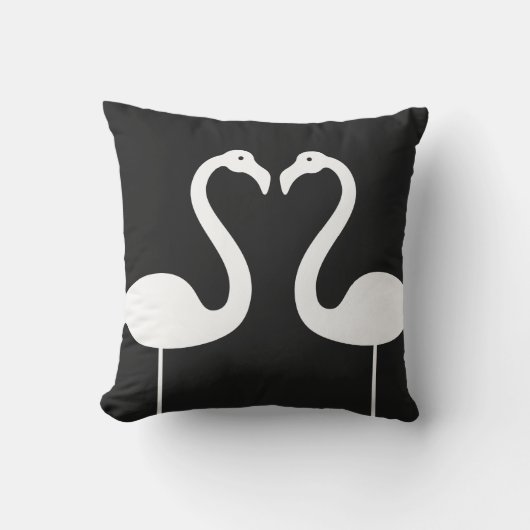 Flamants roses de baiser Coussin extérieur noir (Recto)