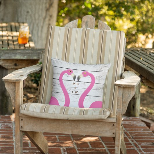 Flamants roses de baiser Monogramme Coussin extéri (Chaise)