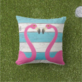 Flamants roses de baiser Turquoise Coussin extérie (Herbe)