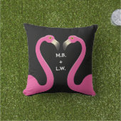Flamants roses de baisers Monogrammes Coussin rose (Herbe)