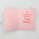 Flamants roses de chant, carte d'anniversaire (Intérieur)
