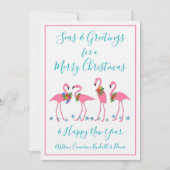 Flamants roses de mer et de voeux Carte de Noël (Devant)