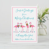 Flamants roses de mer et de voeux Carte de Noël (Debout devant)