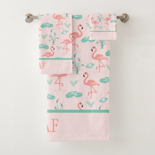 Flamants roses de monogramme Feuilles de palmier t (En situation)