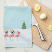 Flamants roses de Noël Serviette de cuisine (Quart Plié)