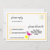 Flamants roses de Pickleball B jour Invitation + R (Dos)