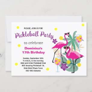Flamants roses de Pickleball B jour Invitation + R