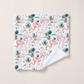 Flamants roses de rose d'aquarelle d'AWKWARRRD (Gant de toilette)