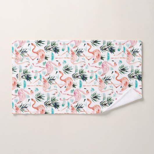 Flamants roses de rose d'aquarelle d'AWKWARRRD (Serviette à main)