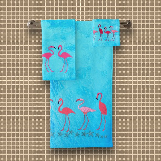 Flamants roses Eau bleue
