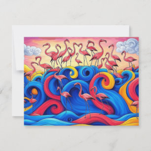 Flamants roses en mer, Carte de vœux