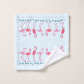 Flamants roses et Etoiles de mer bleu pâle (Gant de toilette)
