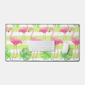 FLAMANTS ROSES ET FEUILLES TROPICALES VERTES (Clavier et souris)